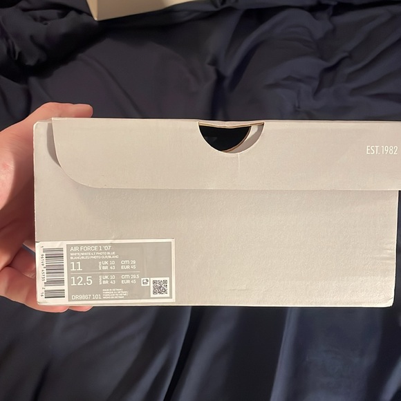 Nike Air Force 1 White University Blue Size 11, Used, 9/10, REPLACEMENT BOX - Picture 6 of 6